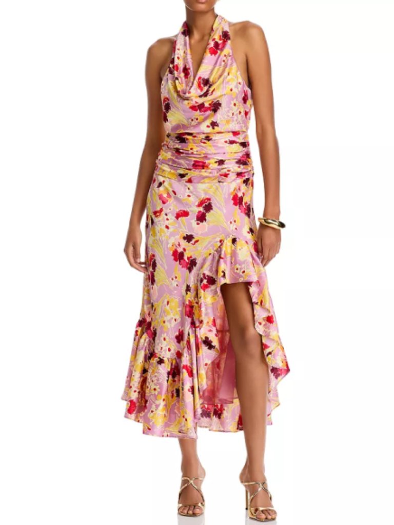 Cinq Sept 'Olivia' Tossed Floral Midi-Dress, Mauve Orchid Multi